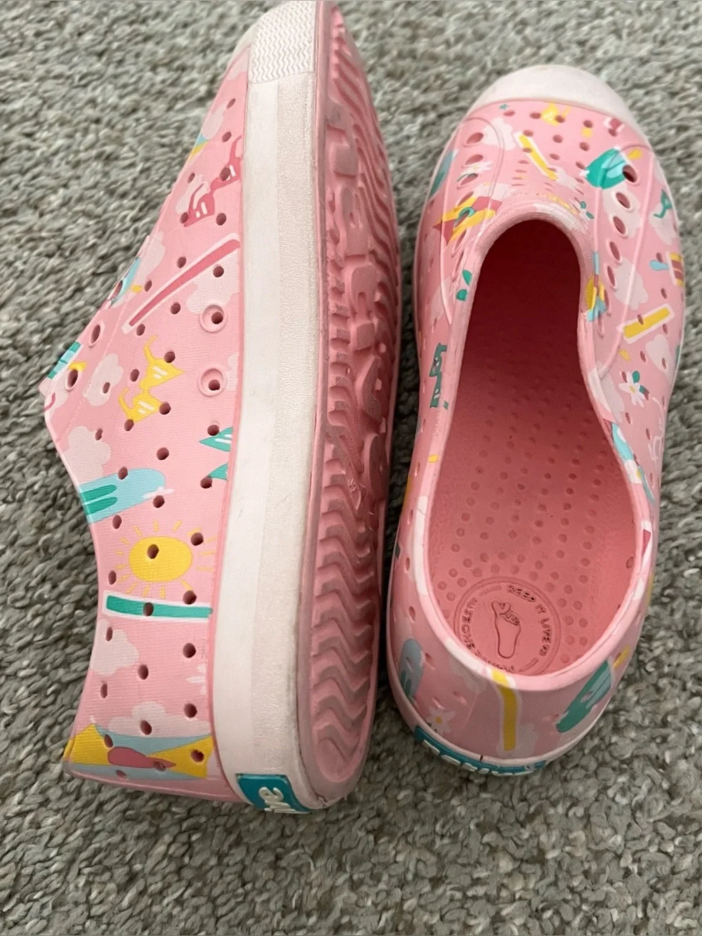 Native Kids Pink Beach-Print Slip-On Water Shoes Size 2